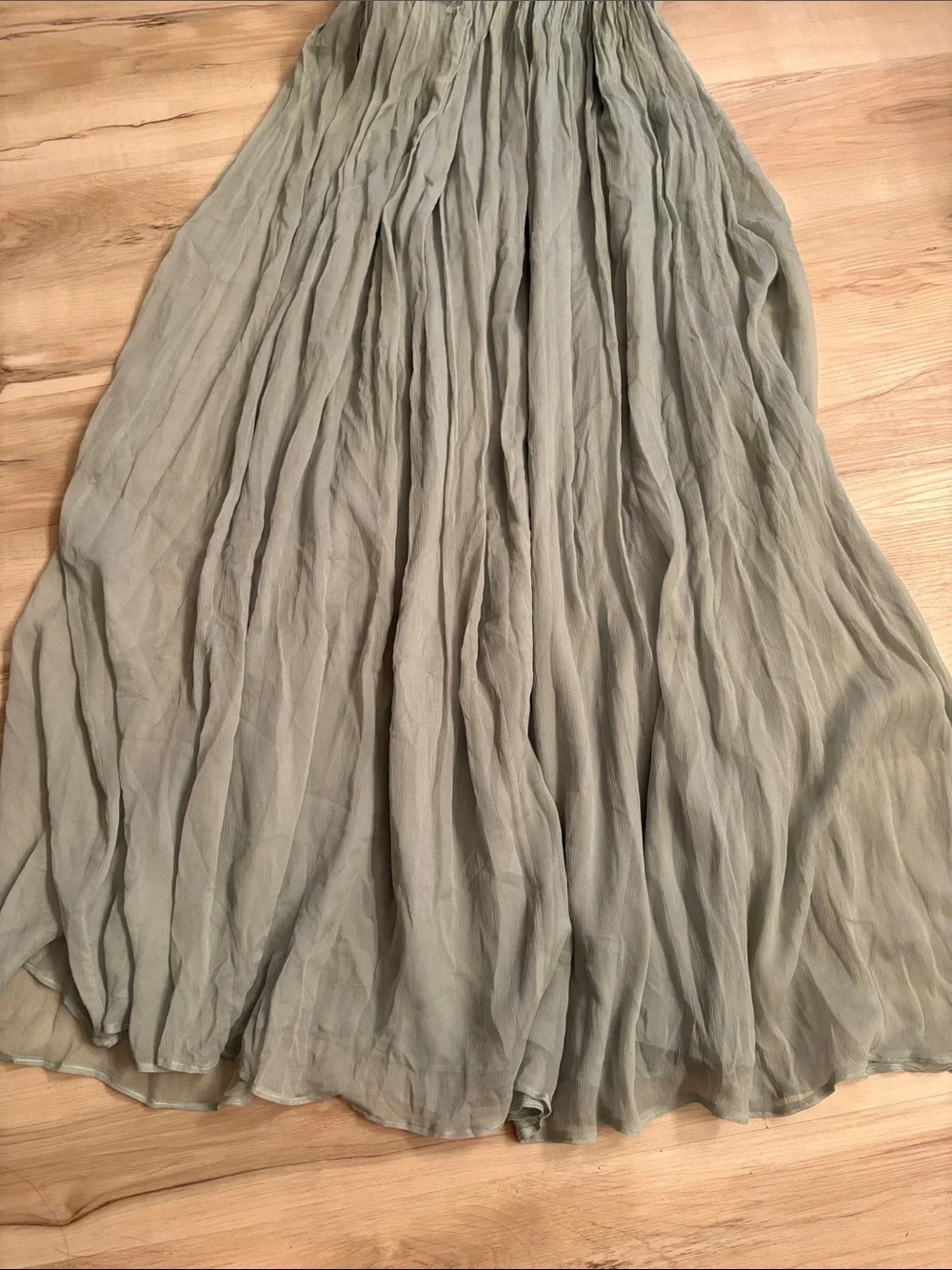 J.Crew Arabelle Silk Chiffon Strapless Gown Sage Green 4P wedding bridesmaid